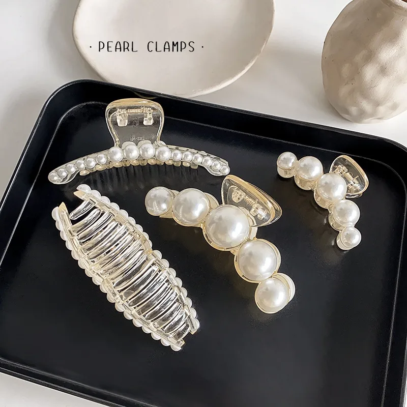 Korean Hair Clip Large Hair Clip Pearl Catch Clip Headdress Shark Hair Catch display picture 2