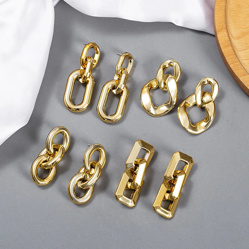 Fashion Exaggerated Trend Cold Wind Metal Texture Chain Earrings display picture 1
