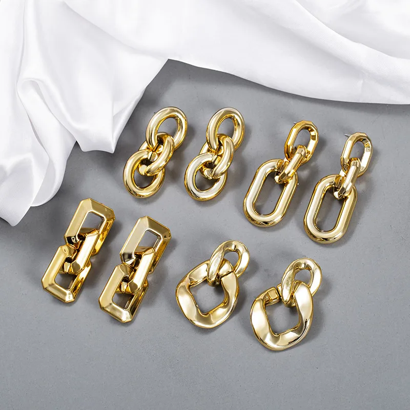 Fashion Exaggerated Trend Cold Wind Metal Texture Chain Earrings display picture 2