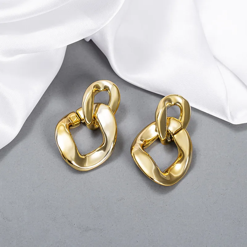 Fashion Exaggerated Trend Cold Wind Metal Texture Chain Earrings display picture 8