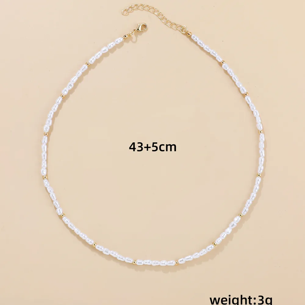 Baroque Style Geometric Imitation Pearl Beaded Necklace display picture 1