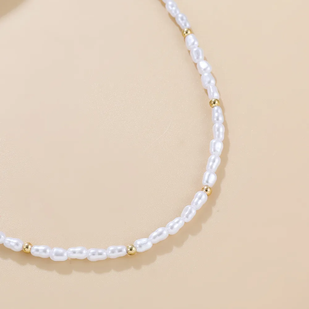 Baroque Style Geometric Imitation Pearl Beaded Necklace display picture 4