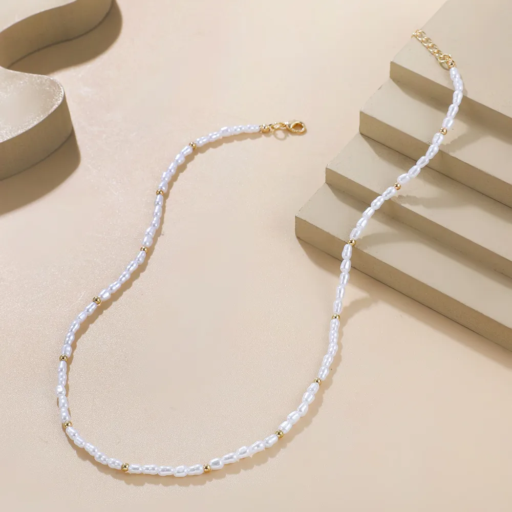 Baroque Style Geometric Imitation Pearl Beaded Necklace display picture 6