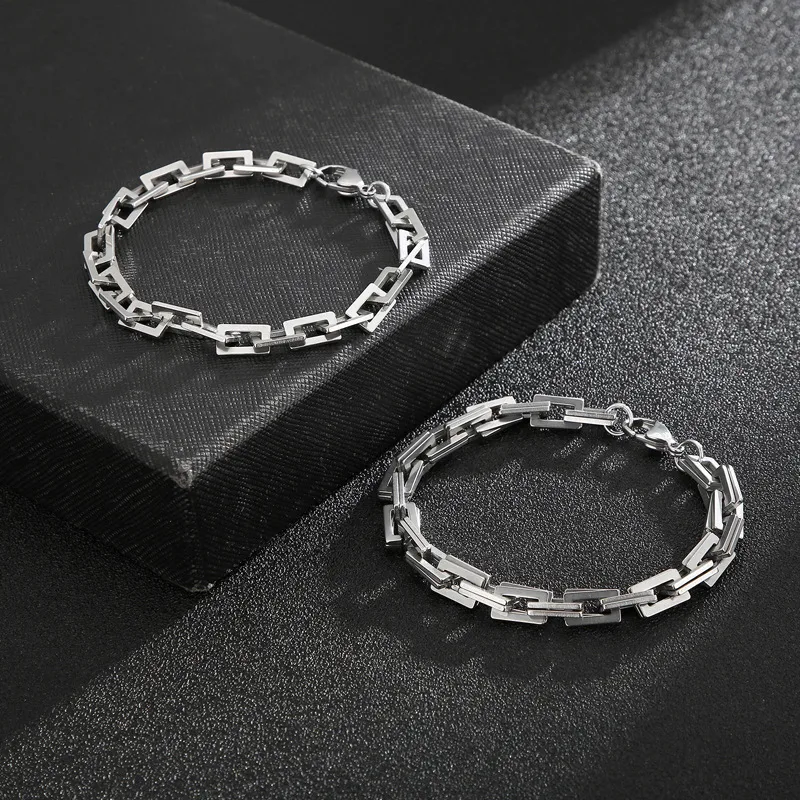 Rock Streetwear Titanium Steel Geometric Men's Bracelets Necklace display picture 1