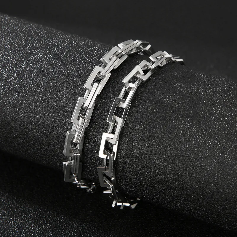Rock Streetwear Titanium Steel Geometric Men's Bracelets Necklace display picture 4