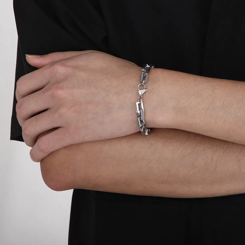 Roche Vêtement De Rue Acier Au Titane Géométrique Hommes Bracelets Collier display picture 6