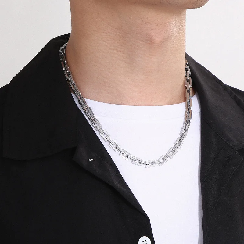 Rock Streetwear Titanium Steel Geometric Men's Bracelets Necklace display picture 7