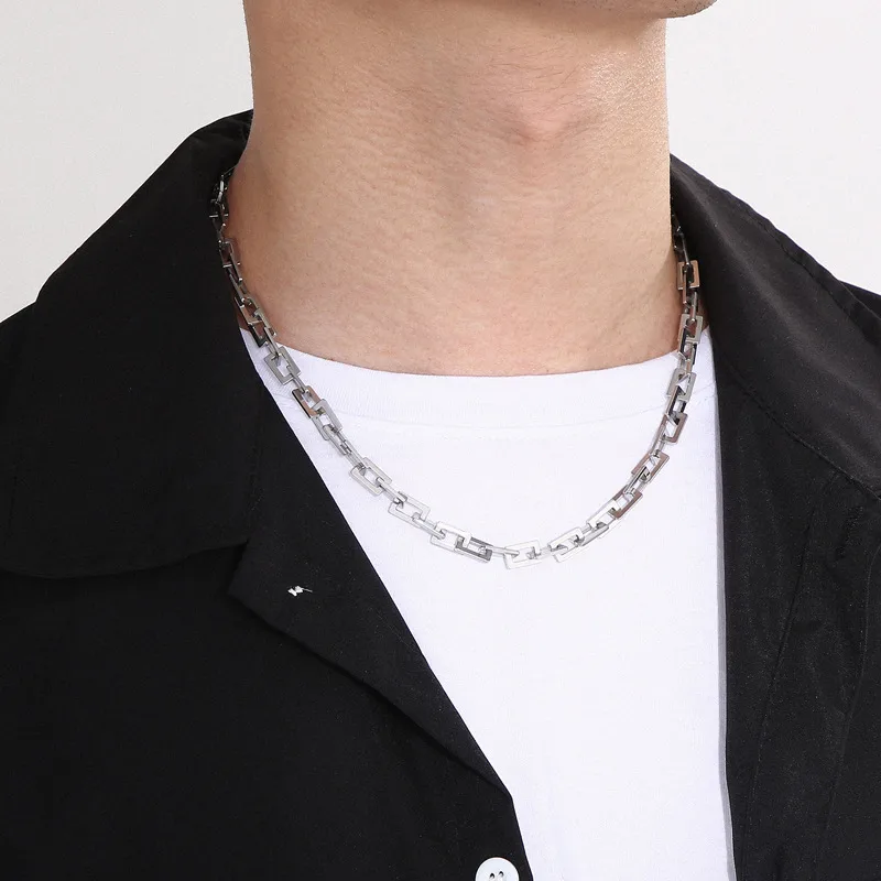 Rock Streetwear Titanium Steel Geometric Men's Bracelets Necklace display picture 8