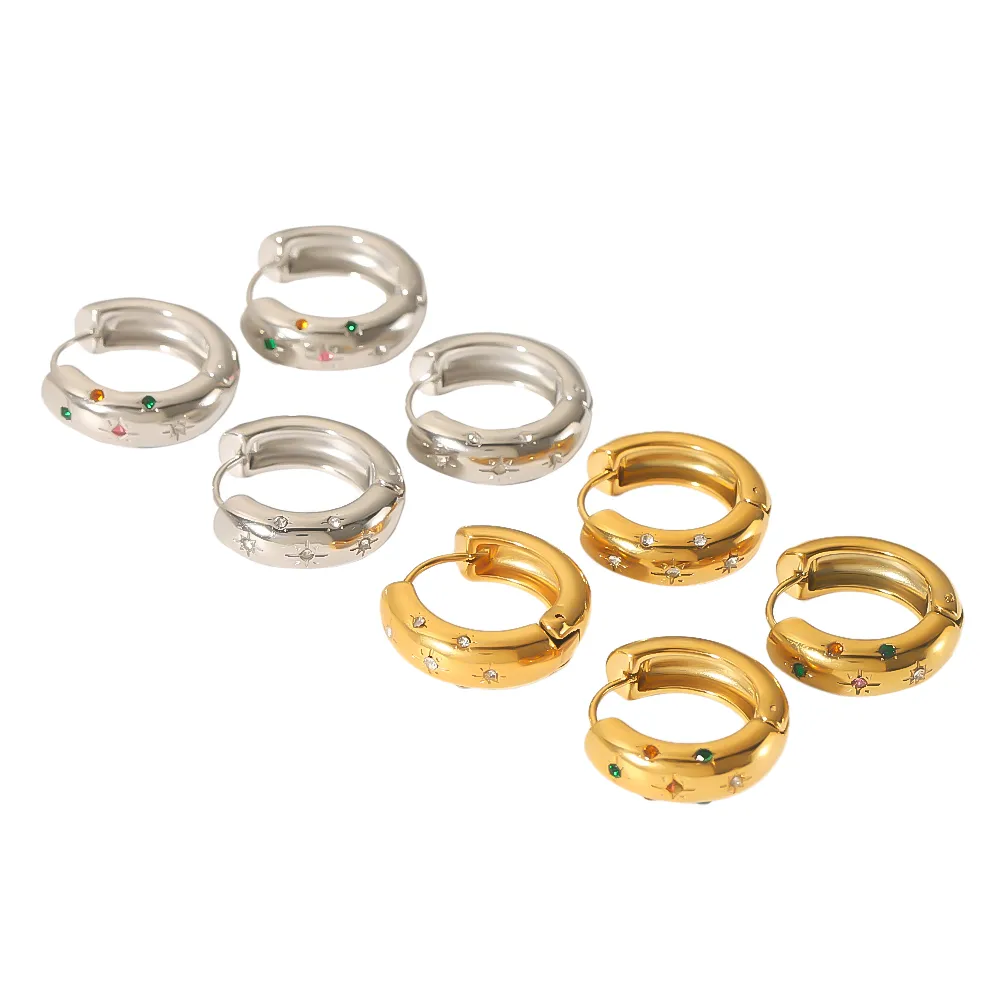 1 Paire Hexagramme Style Vintage Acier Inoxydable 304 Zircon Polissage Placage Incruster Boucles D'oreilles Cerceau display picture 9