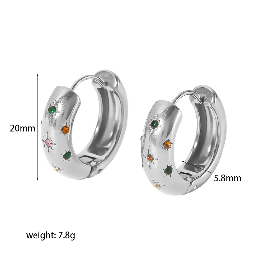1 Paire Hexagramme Style Vintage Acier Inoxydable 304 Zircon Polissage Placage Incruster Boucles D'oreilles Cerceau display picture 6