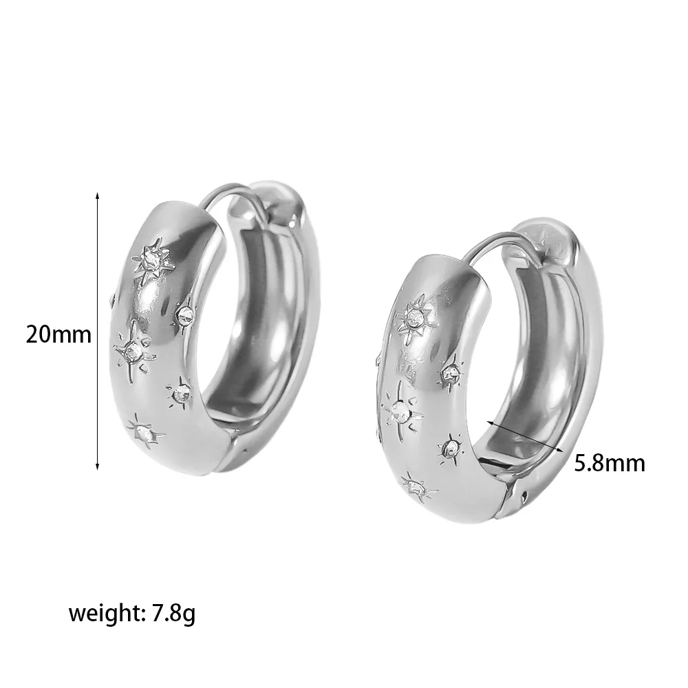 1 Paire Hexagramme Style Vintage Acier Inoxydable 304 Zircon Polissage Placage Incruster Boucles D'oreilles Cerceau display picture 8