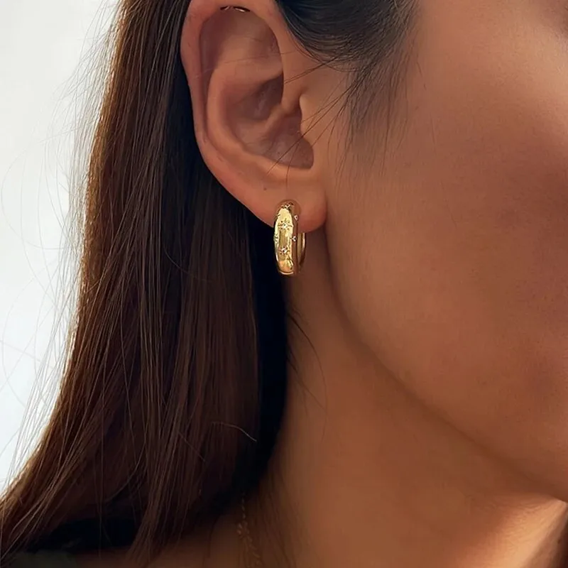 1 Paire Hexagramme Style Vintage Acier Inoxydable 304 Zircon Polissage Placage Incruster Boucles D'oreilles Cerceau display picture 1