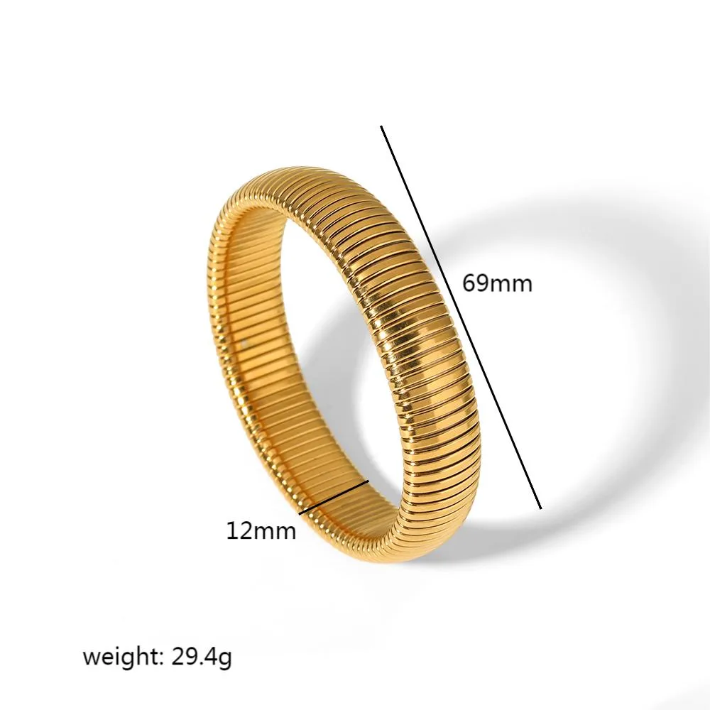 Cercle Couleur Unie Rétro Style Romain Plaqué Or 18K Acier Inoxydable 304 Bracelet En Masse display picture 9