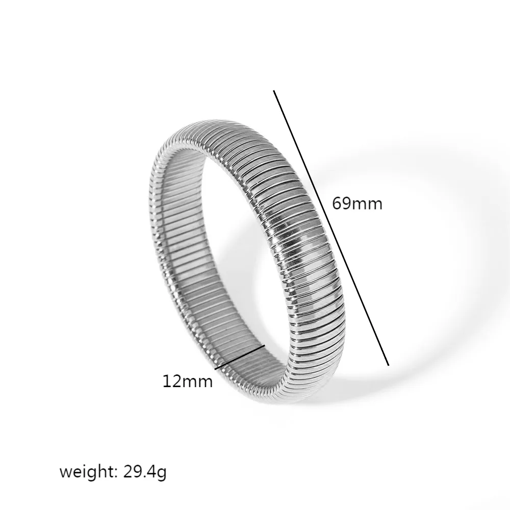 Cercle Couleur Unie Rétro Style Romain Plaqué Or 18K Acier Inoxydable 304 Bracelet En Masse display picture 11