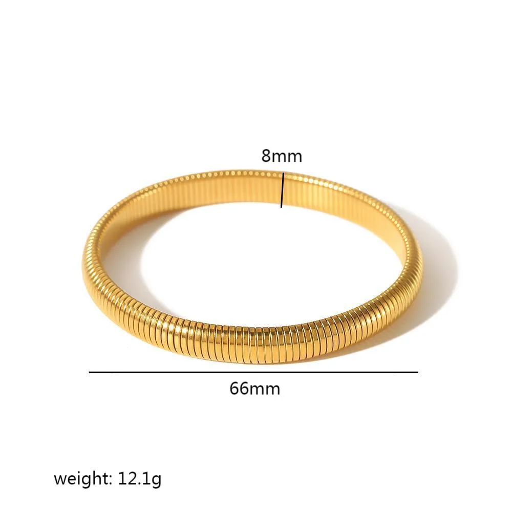 Cercle Couleur Unie Rétro Style Romain Plaqué Or 18K Acier Inoxydable 304 Bracelet En Masse display picture 10