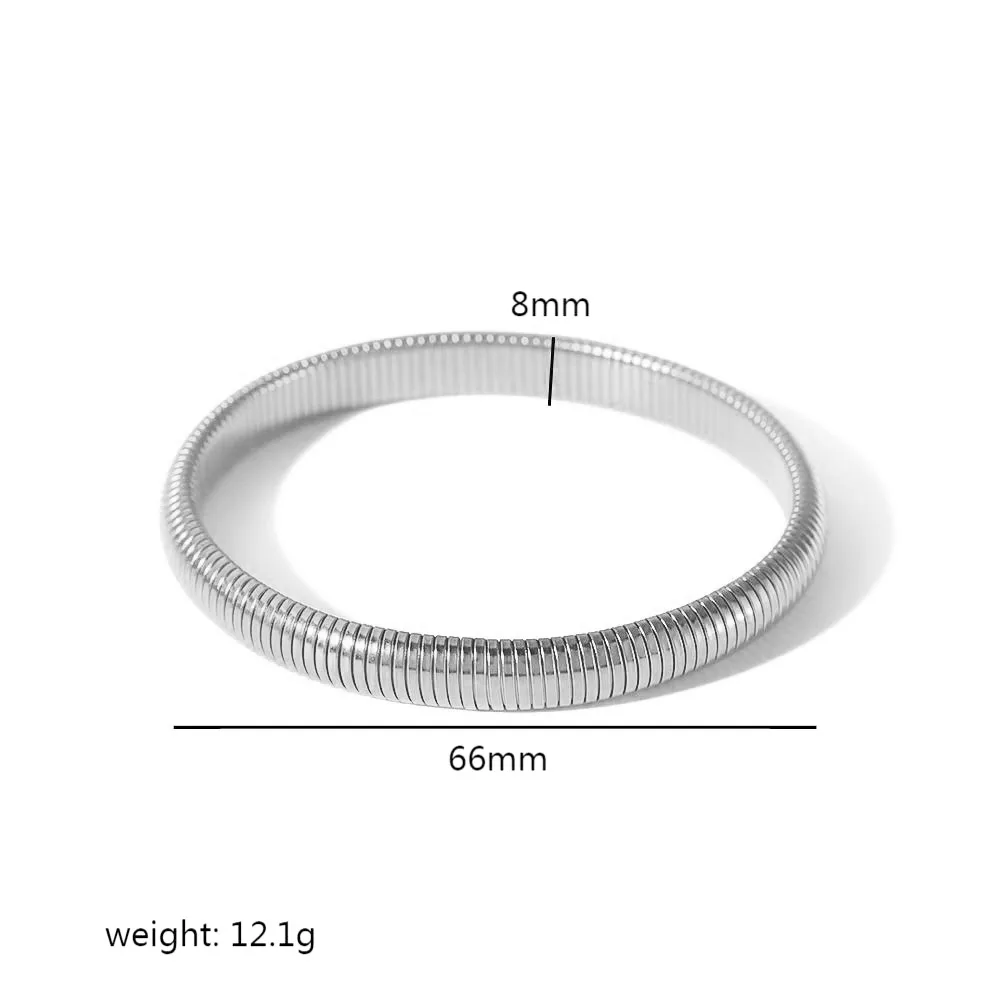 Circle Solid Color Retro Roman Style 18K Gold Plated 304 Stainless Steel Bangle In Bulk display picture 12