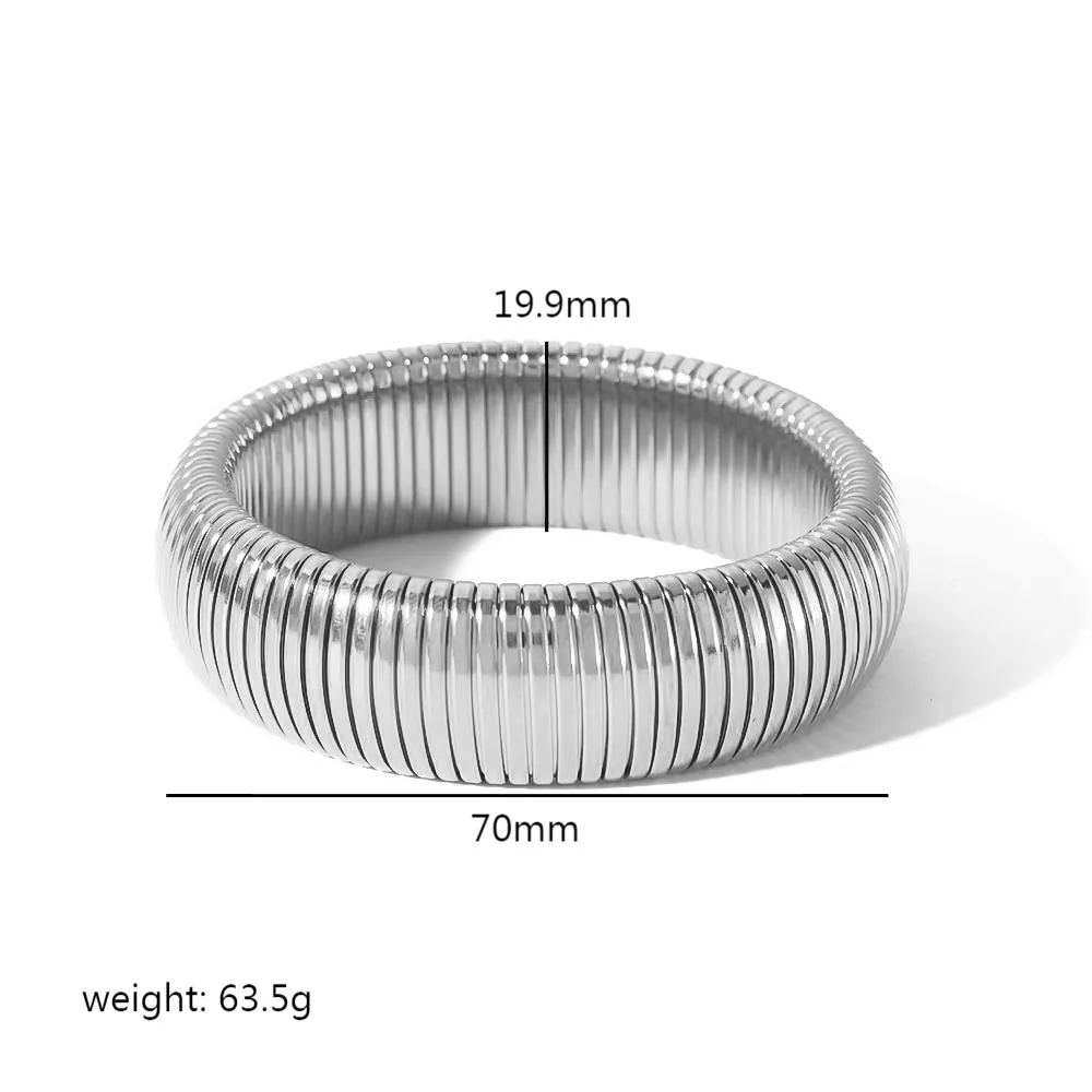 Cercle Couleur Unie Rétro Style Romain Plaqué Or 18K Acier Inoxydable 304 Bracelet En Masse display picture 14