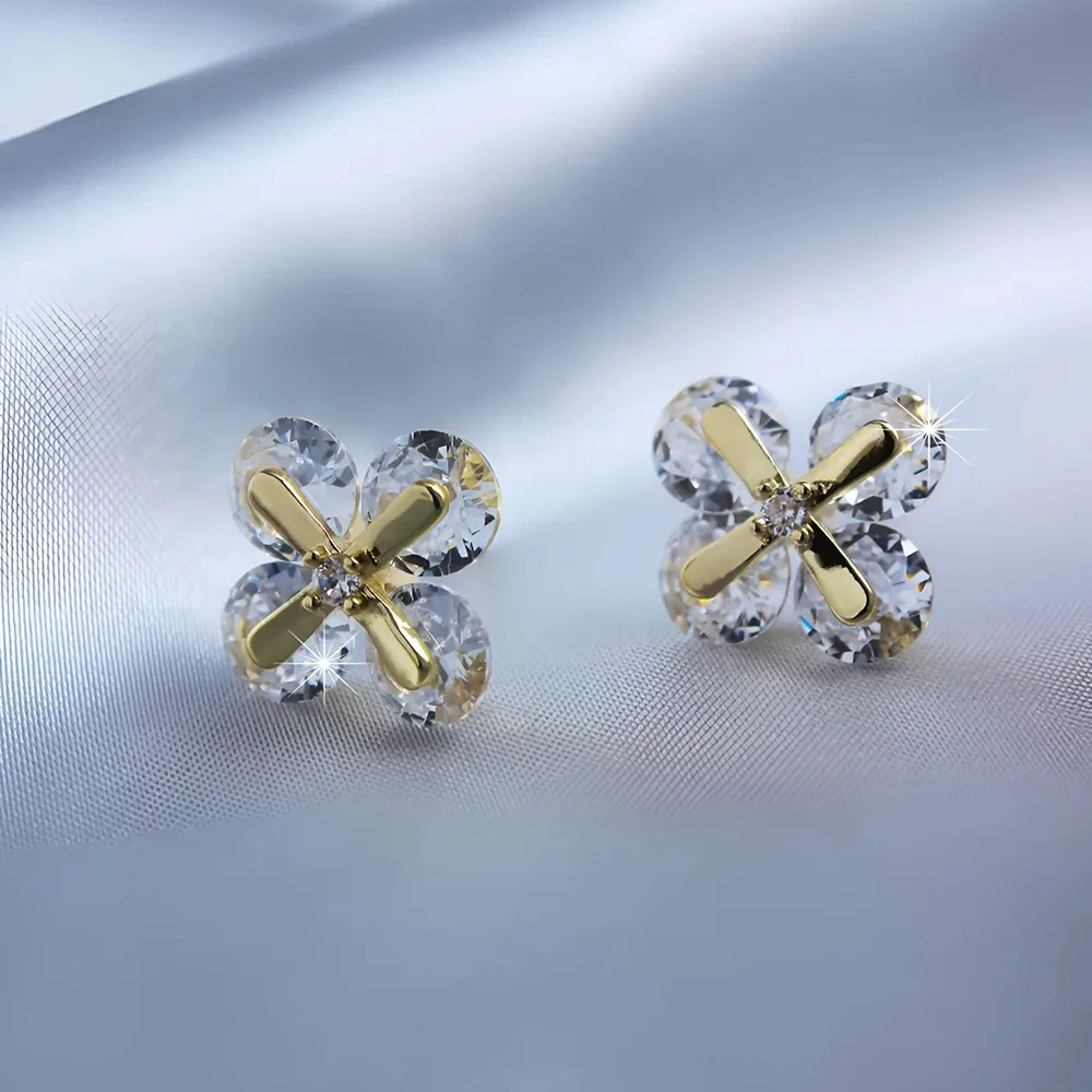 1 Par Flor Estilo Vintage Cobre Circón Enchapado Embutido Pendientes display picture 3