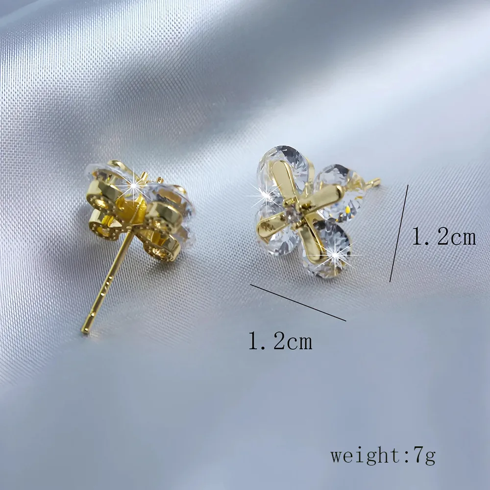 1 Pair Flower Vintage Style Copper Zircon Plating Inlay Ear Studs display picture 1