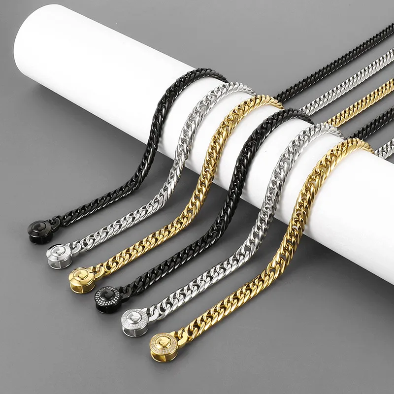Simple Style Titanium Steel Geometric Solid Color Polishing Plating 18K Gold Plated Men's Jewelry Set display picture 3