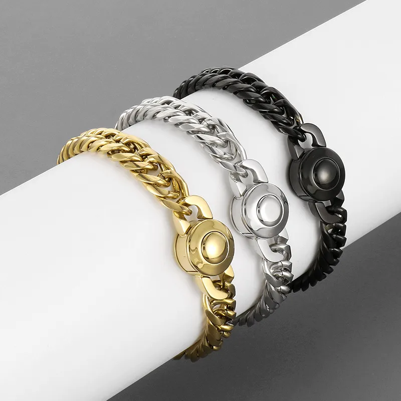 Simple Style Titanium Steel Geometric Solid Color Polishing Plating 18K Gold Plated Men's Jewelry Set display picture 4