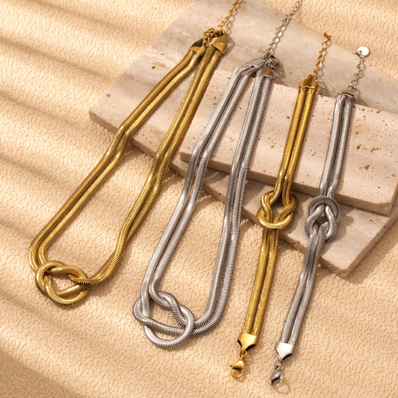 Simple Style Knot Stainless Steel Plating 18k Gold Plated Bracelets Necklace display picture 7