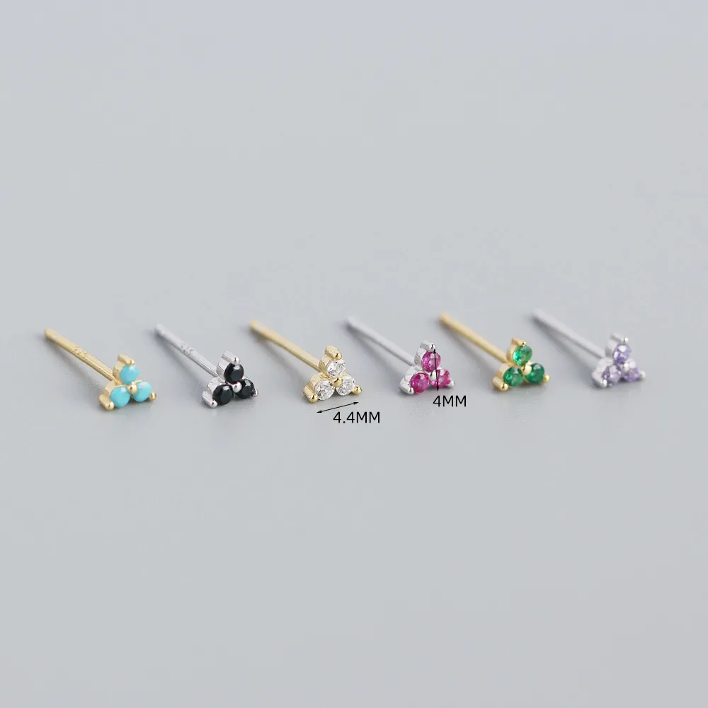 S925 Sterling Silver Geometric Clover Diamonds Earrings Wholesale Doublewinwholesale display picture 5