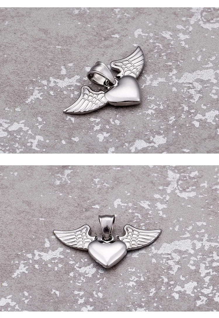 Titanium Steel 18K Gold Plated Heart Shape Wings display picture 3