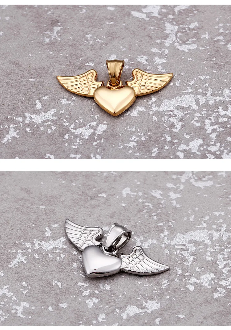 Titanium Steel 18K Gold Plated Heart Shape Wings display picture 1