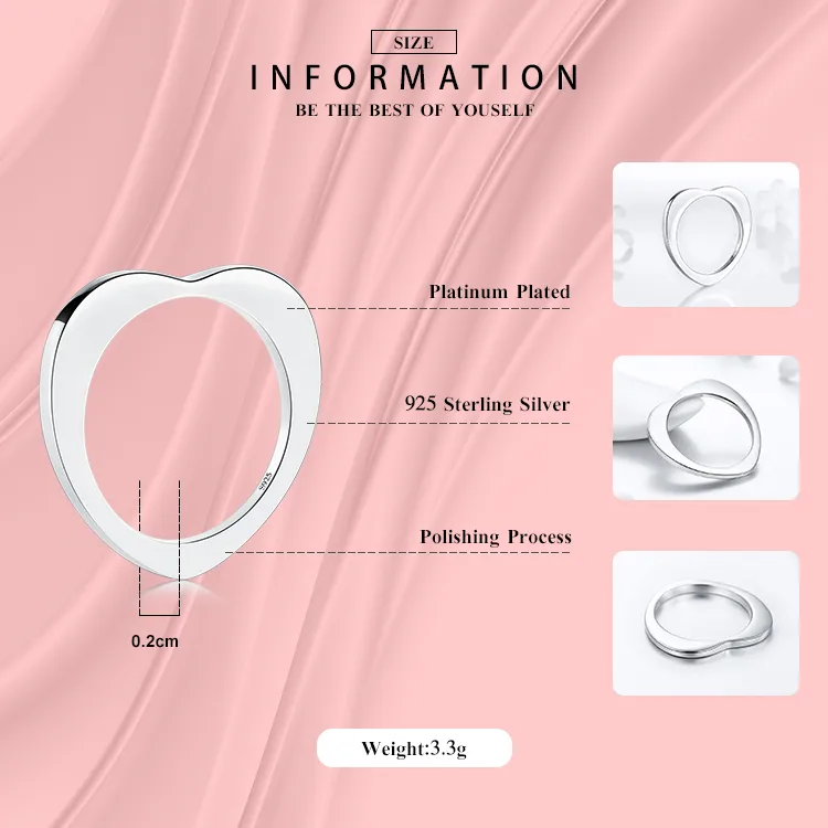 Simple Style 925 Sterling Silver Heart Shape Plating Women'S Rings display picture 2