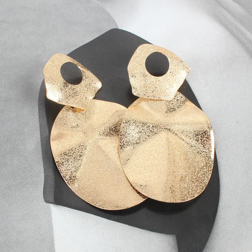 1 Par Irregular Oval Retro Exagerado Metal Labor De Retazos Aretes display picture 2