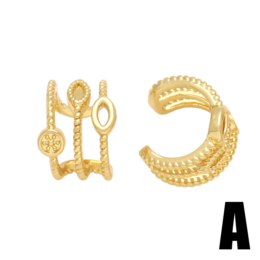 1 Paire Forme C Irrégulier Style Simple Le Cuivre Placage Clips D'oreille display picture 3