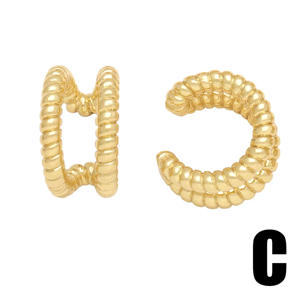 1 Paire Forme C Irrégulier Style Simple Le Cuivre Placage Clips D'oreille display picture 6