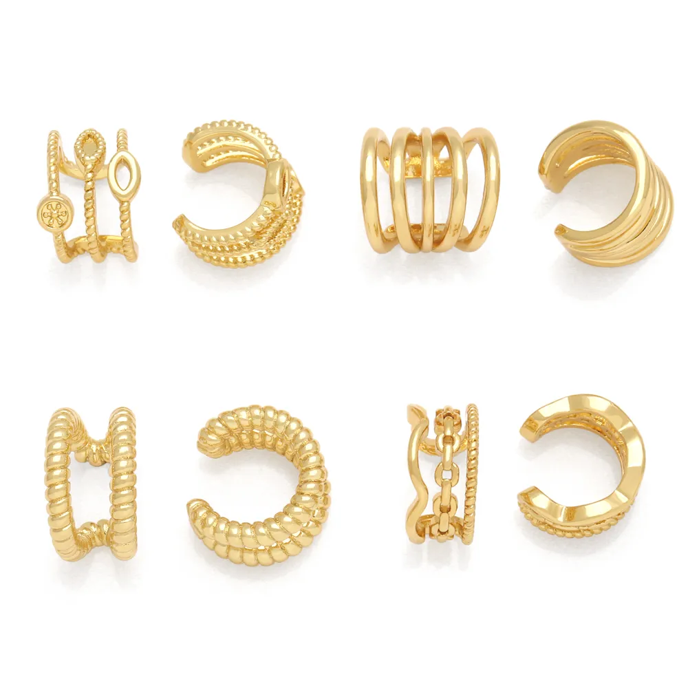 1 Paire Forme C Irrégulier Style Simple Le Cuivre Placage Clips D'oreille display picture 2