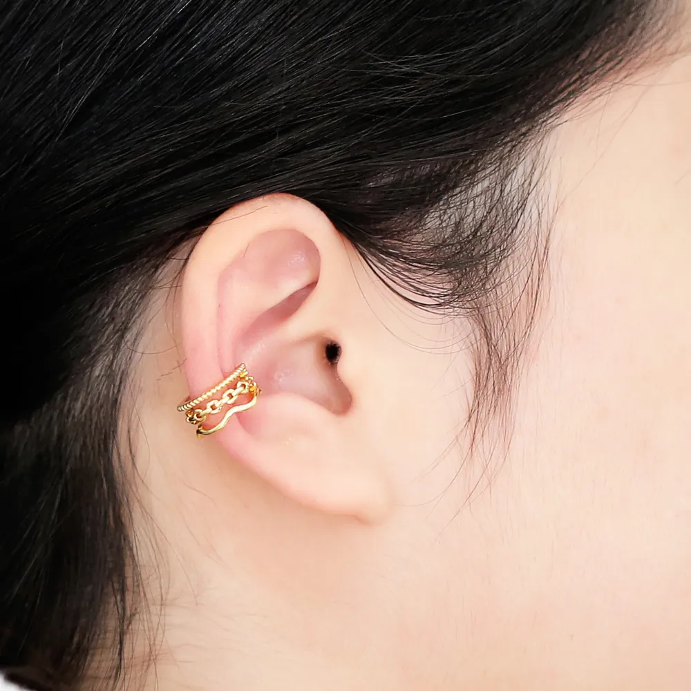 1 Paire Forme C Irrégulier Style Simple Le Cuivre Placage Clips D'oreille display picture 7