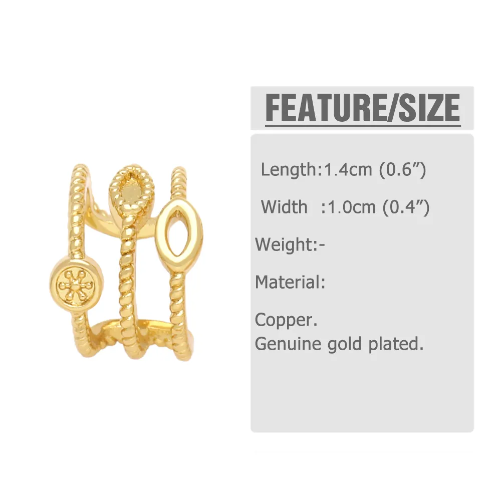 1 Paire Forme C Irrégulier Style Simple Le Cuivre Placage Clips D'oreille display picture 1
