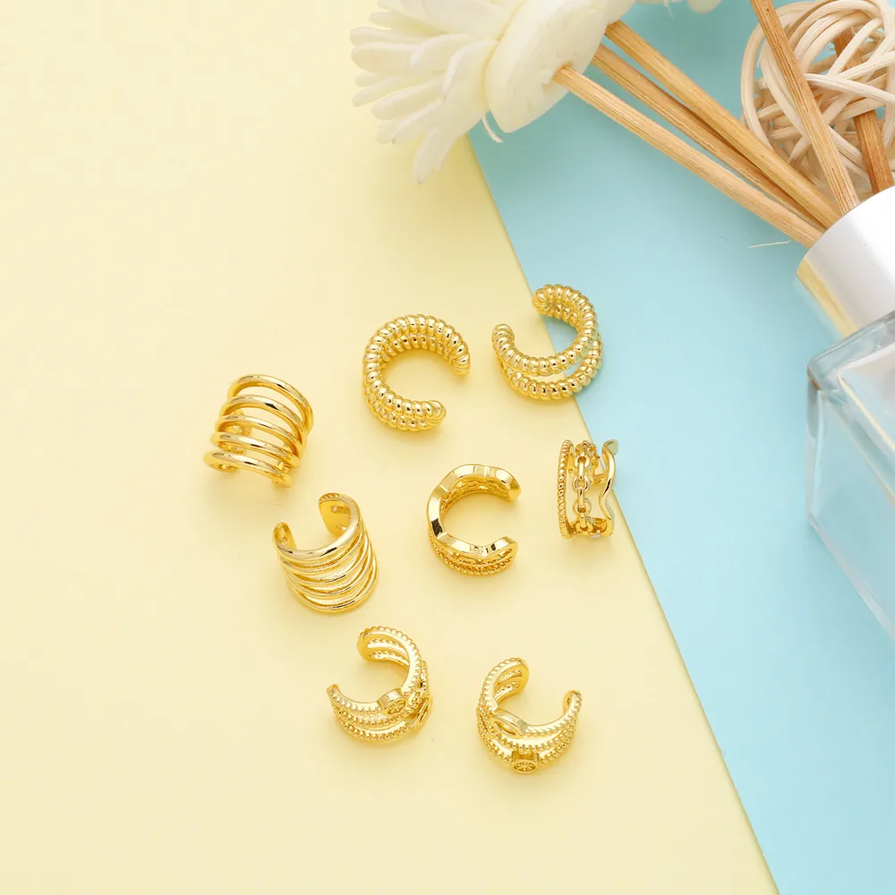 1 Paire Forme C Irrégulier Style Simple Le Cuivre Placage Clips D'oreille display picture 8