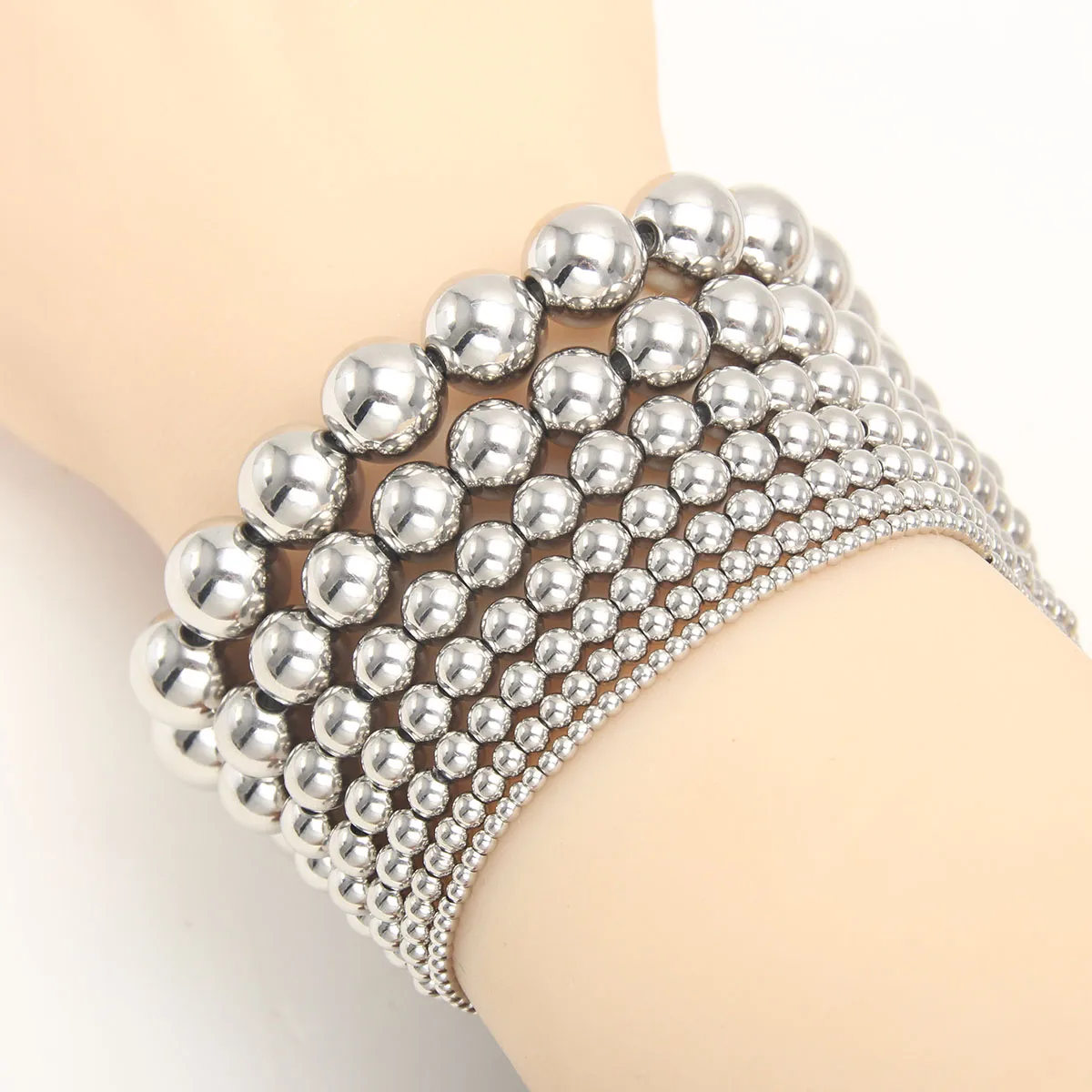 Round Hip-Hop Retro 304 Stainless Steel Bracelets In Bulk display picture 2