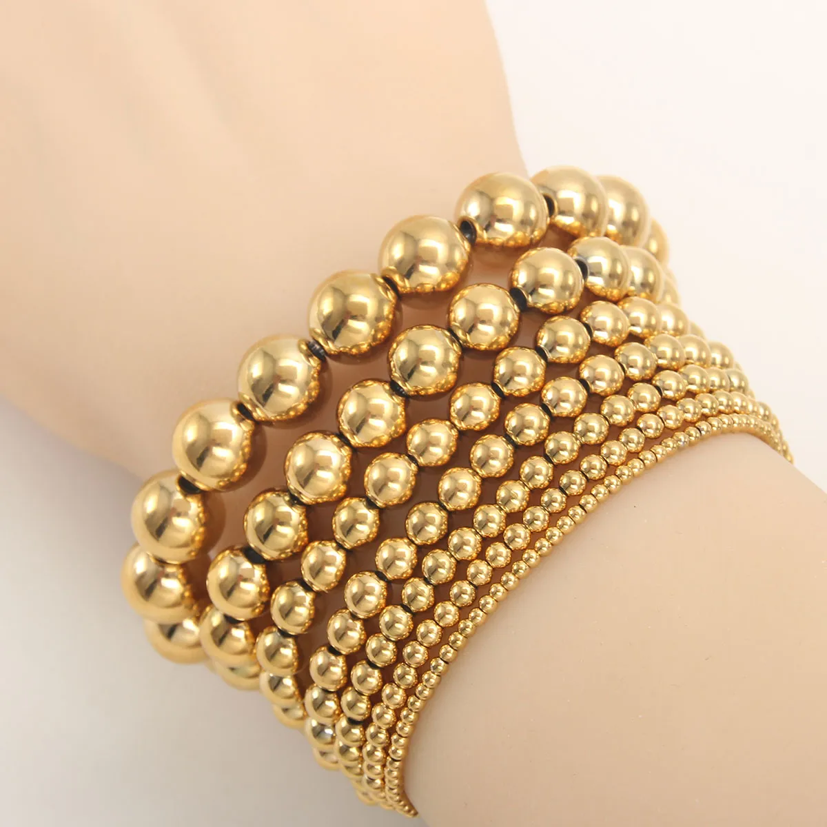 Round Hip-Hop Retro 304 Stainless Steel Bracelets In Bulk display picture 10