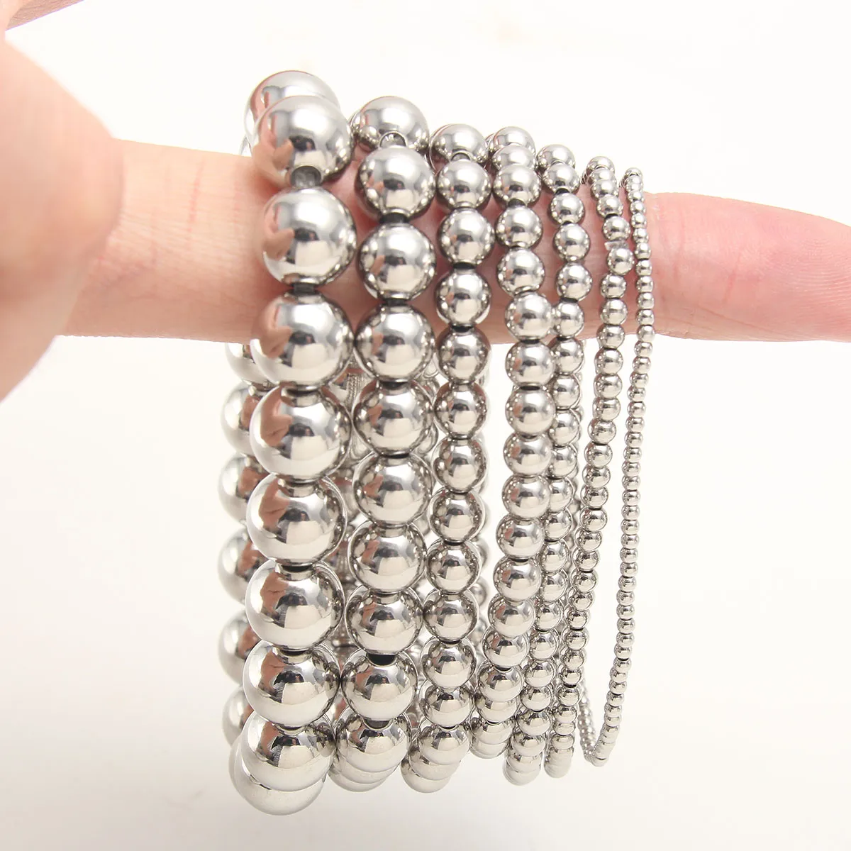 Round Hip-Hop Retro 304 Stainless Steel Bracelets In Bulk display picture 8