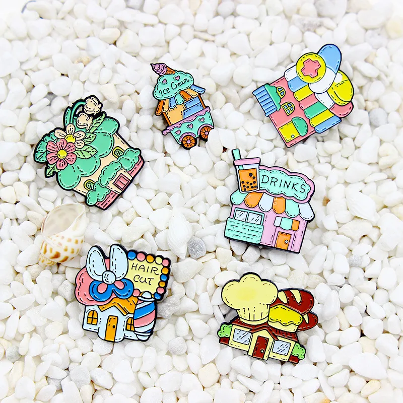 VEINTI 1 Latte Coffee Brooch Set Retro Cartoon Enamel Brooch Pins Set For Unisex Women's Clothing Decorate (4pcs 3D Coffee