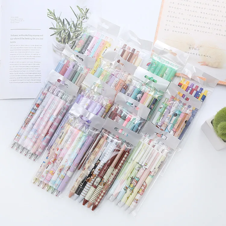 Wholesale good-looking pressing pen 6 pcs ins cute student press gel ...