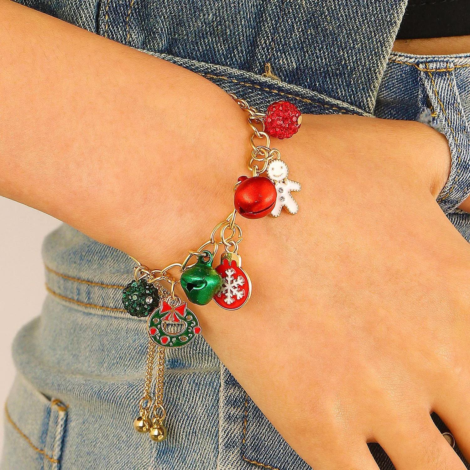 Père Noël Flocon De Neige Wapiti Style De Bande Dessinée Mignon Zircon Alliage Bracelets De Gros display picture 5