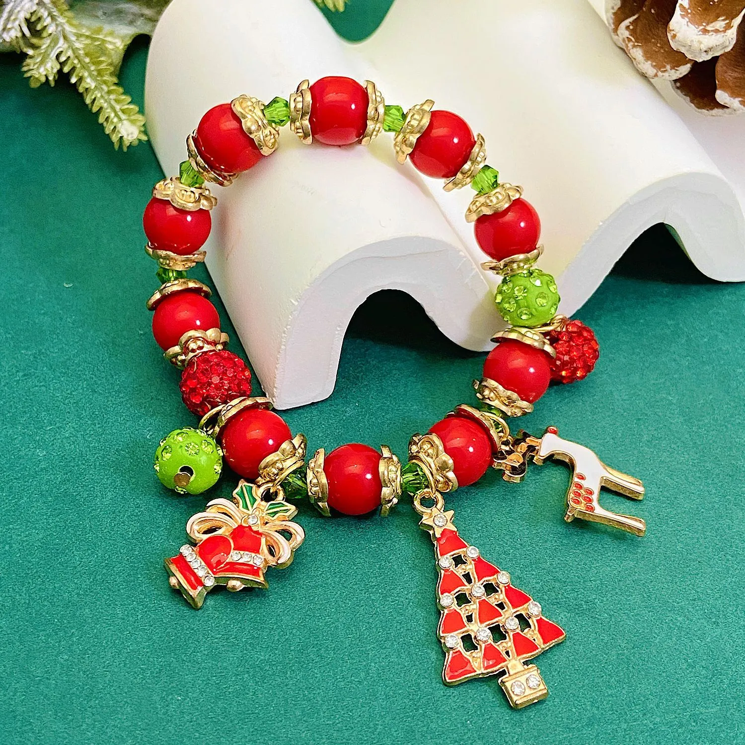 Santa Claus Snowflake Elk Cartoon Style Cute Zircon Alloy Bracelets Wholesale display picture 2