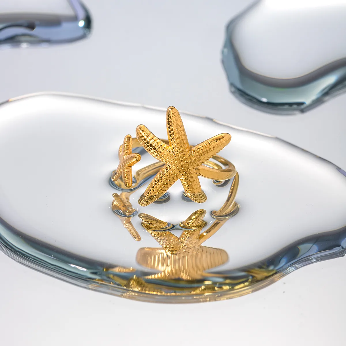 Wholesale Jewelry Starfish IG Style 304 Stainless Steel Open Rings Plating display picture 2