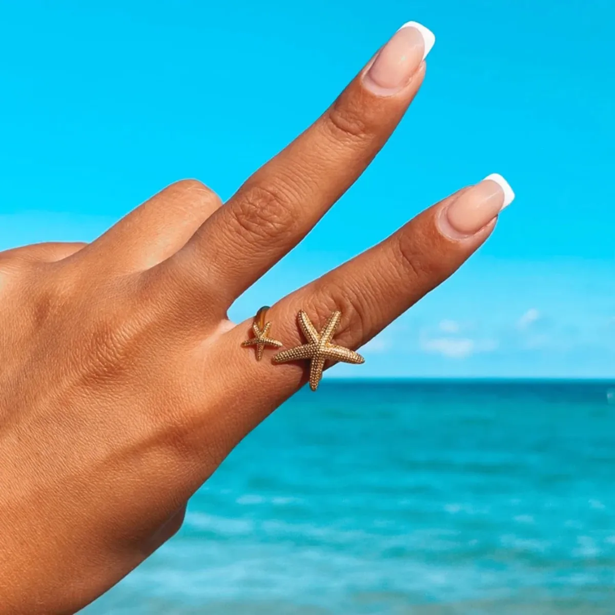 Wholesale Jewelry Starfish IG Style 304 Stainless Steel Open Rings Plating display picture 5