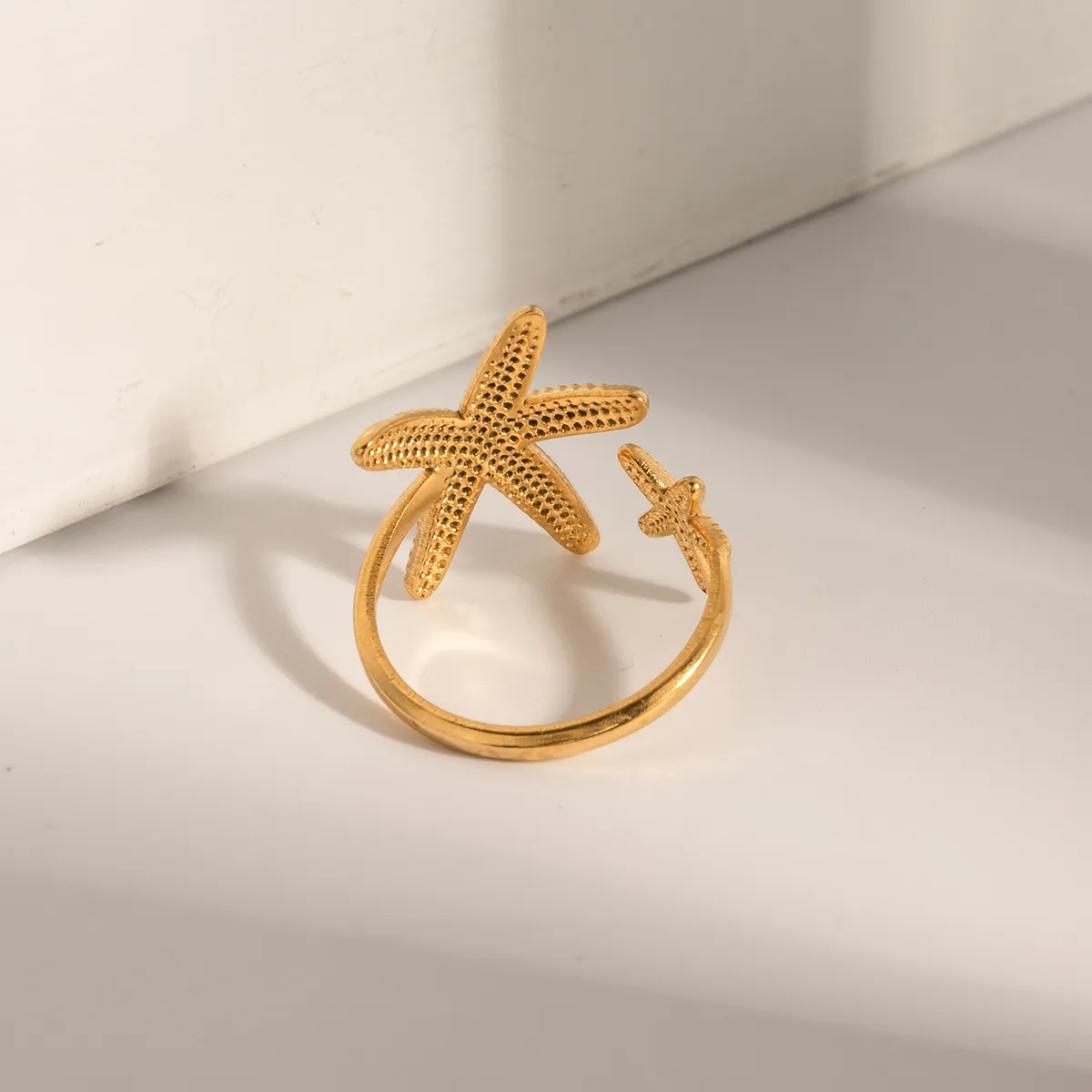 Wholesale Jewelry Starfish IG Style 304 Stainless Steel Open Rings Plating display picture 6