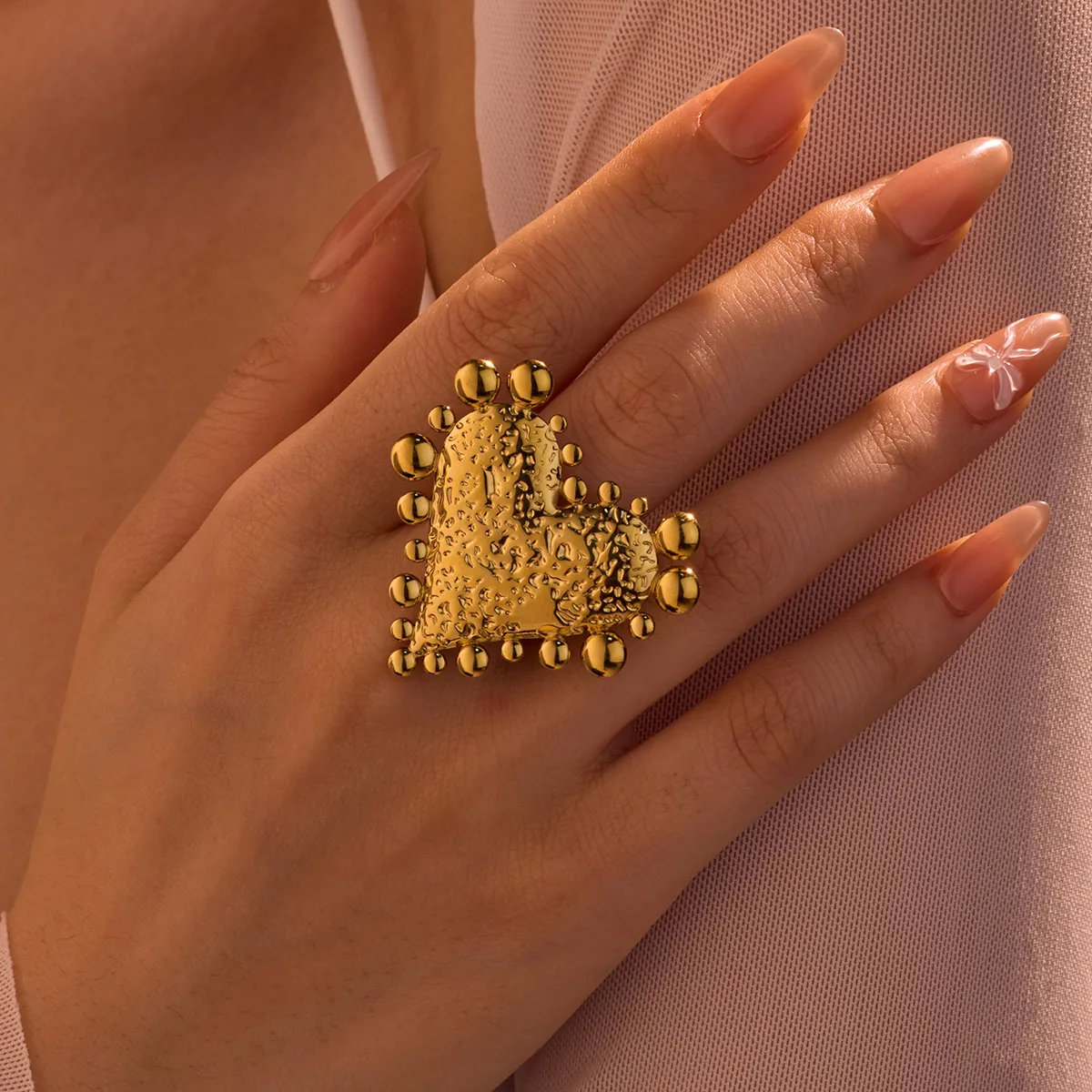 Estilo Simple Acero Inoxidable 304 Forma De Corazón Enchapado Mujeres Anillos Abiertos display picture 1