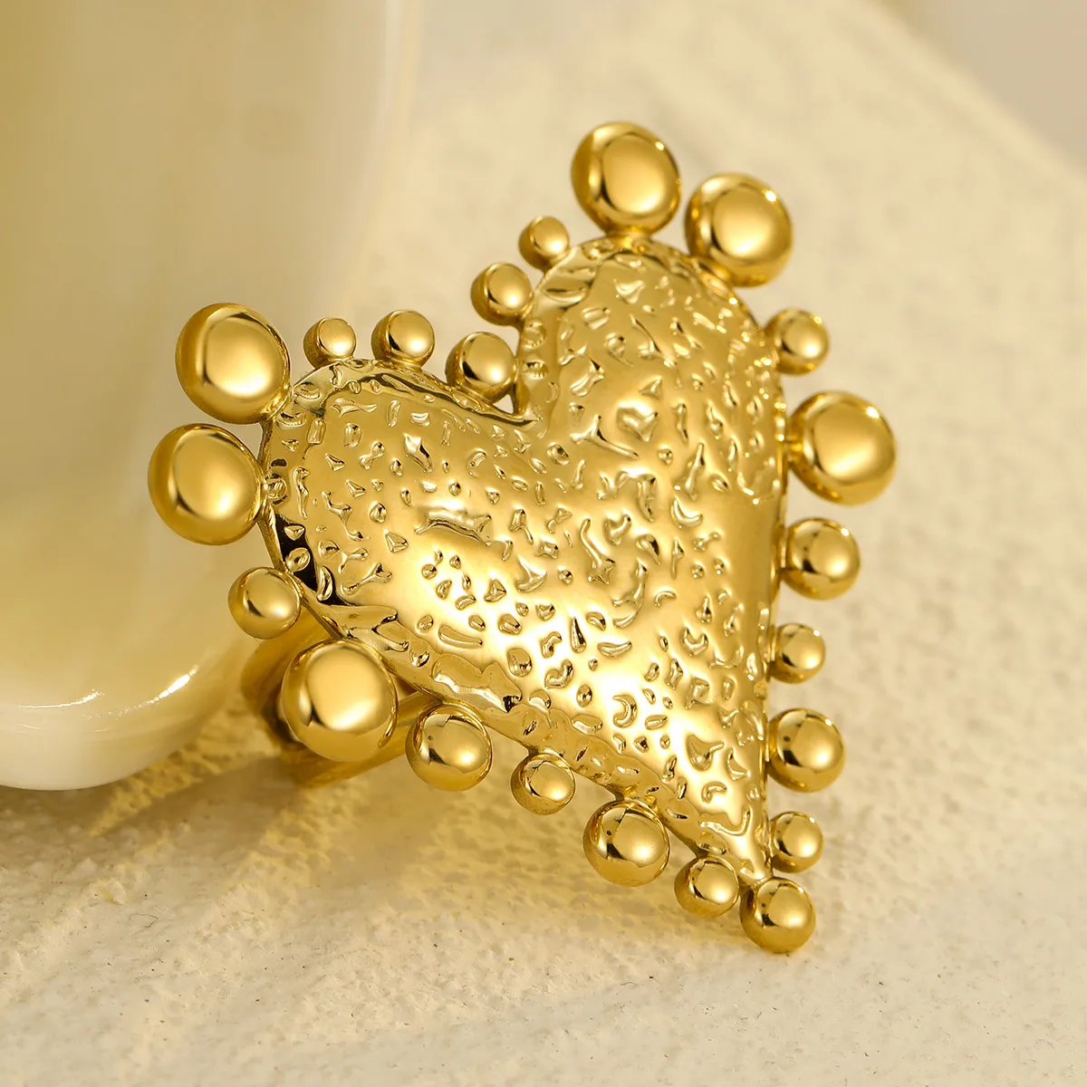 Estilo Simple Acero Inoxidable 304 Forma De Corazón Enchapado Mujeres Anillos Abiertos display picture 3