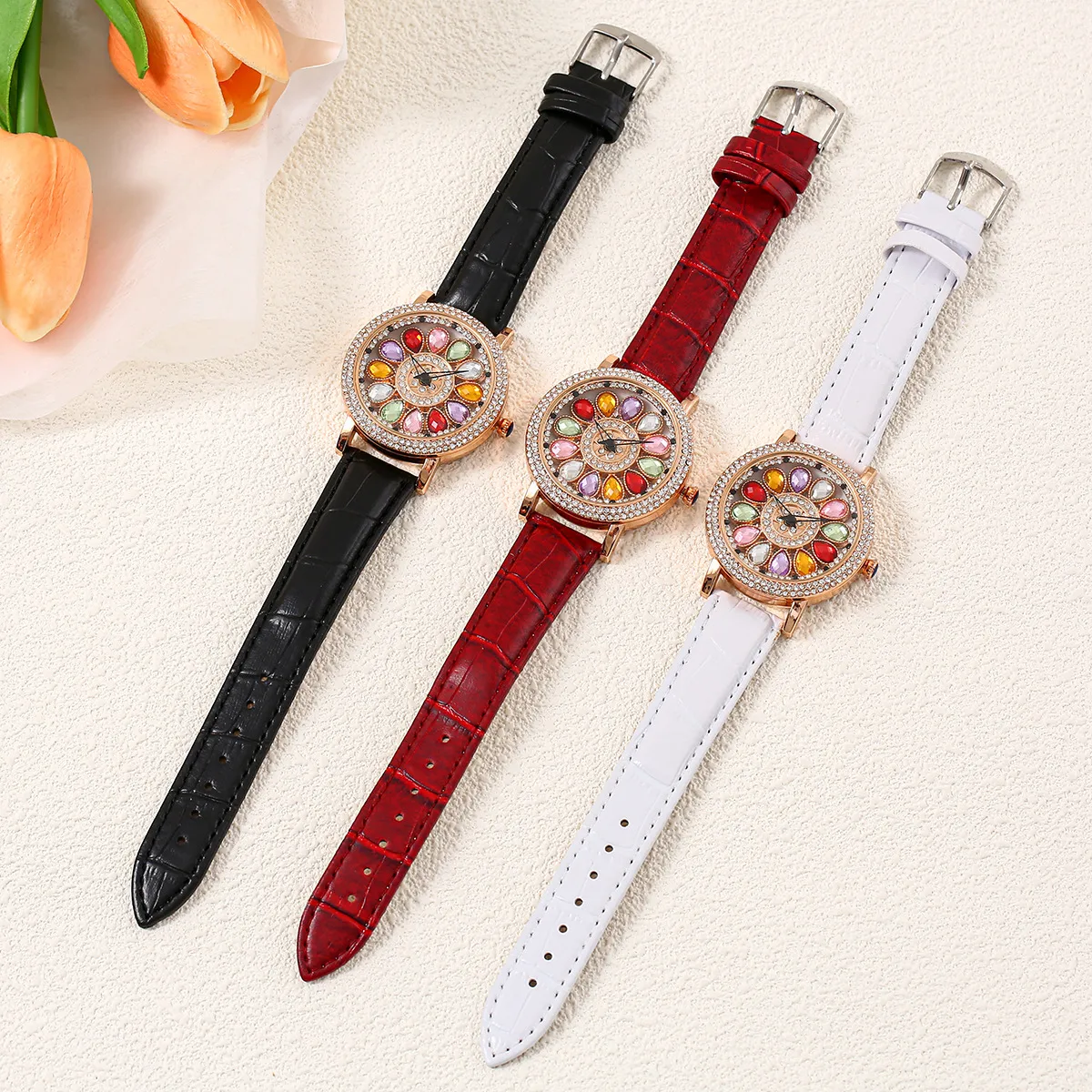Live New Time-running Watch Women's Non-automatic Large Dial Gipsophila Rhinestone Fashion Women's Watch display picture 2